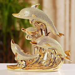 Handmade ceramic figurines for wedding decorations, creative room decorations, gold crafts, porcelain animals, decorations