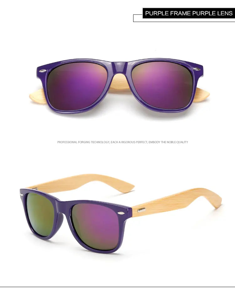Lunettes de soleil carrées en bois de bambou pour hommes et femmes, design de marque, revêtement miroir, rétro, UV400