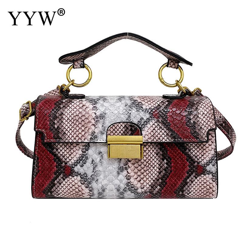Women's PU leather shoulder bag, snakeskin pattern, square messenger bag, women's tote bag, insider bags, luxury brand, 2023 