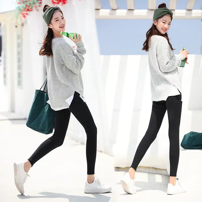 Women's Ribbed Leggings 2025 High Waist Autumn Winter Warm Cotton Leggings Casual Fashion Mesh 2XL Black Pants Sexy Leggings