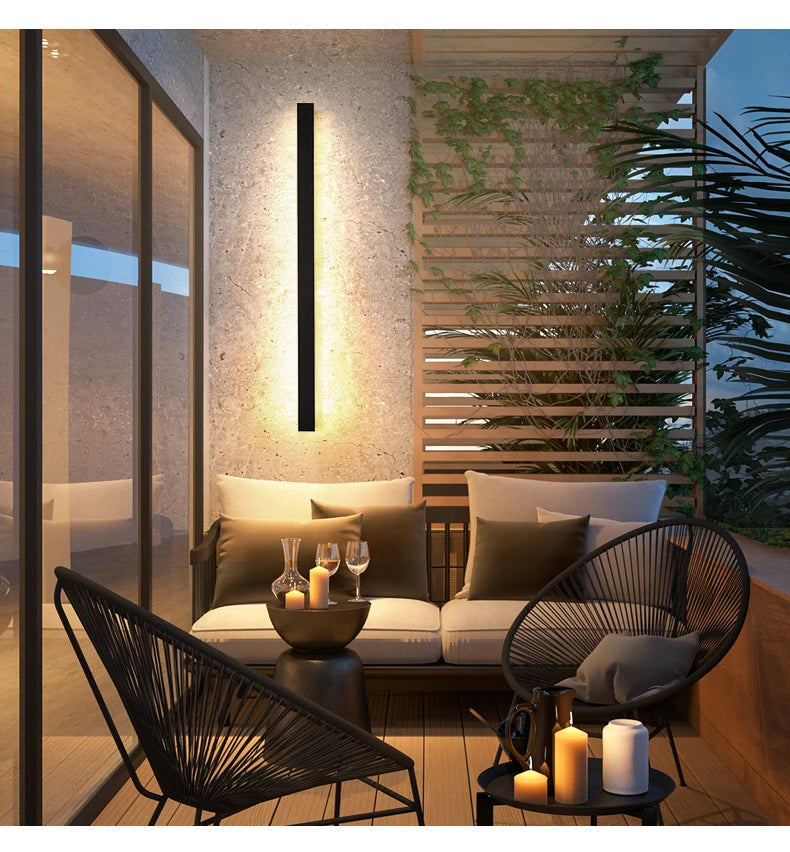 LED étanche longue applique murale ip65 éclairage extérieur jardin maison de campagne balcon lumière mur intérieur chambre salon lumière