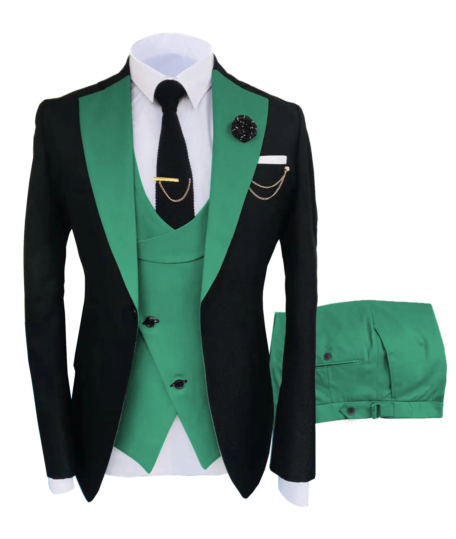 Men's Regular Fit Tuxedo Set, Dipped Jacket, Jacket and Enamel FJD, Popular Clothing, Luxury, Party, Stage, GroomTIME, New, 3 Pieces