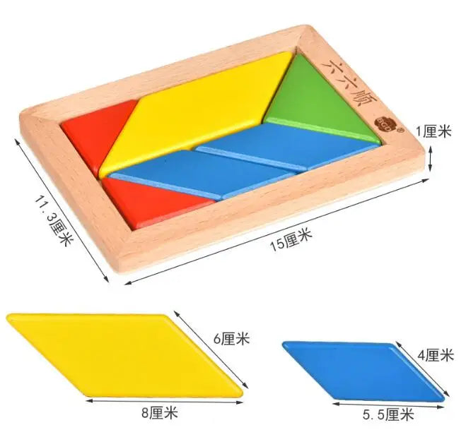 Planche en bois Puzzle enfants éducatif mathématiques Tangram Puzzles jeu jouets pour adultes enfants