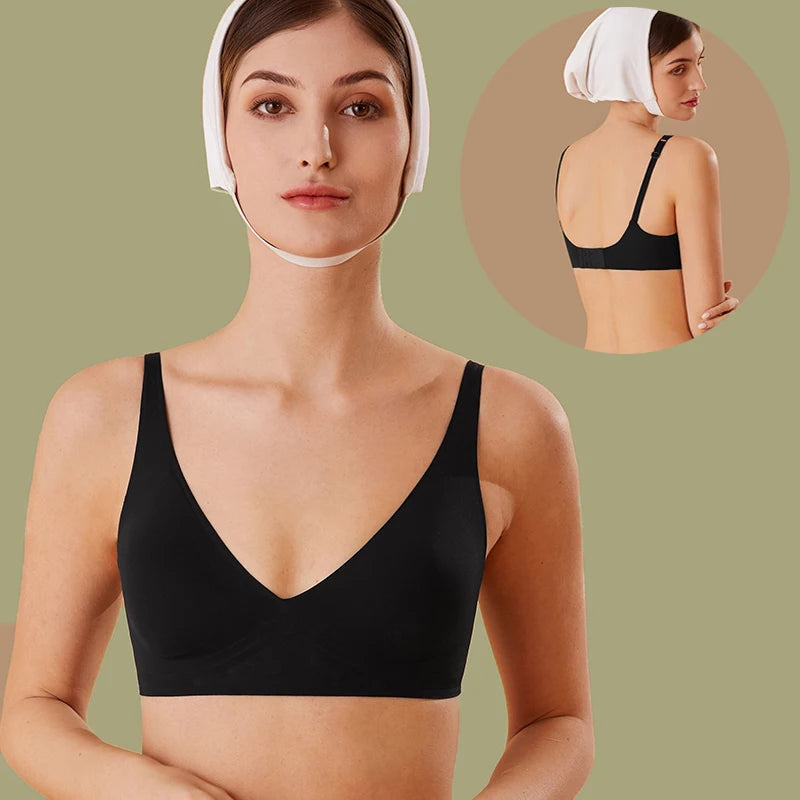 Femmes Latex soutien-gorge sous-vêtements sans couture Sexy brassières femme sans fil soutiens-gorge doux femme intimes Lingerie grande taille Bralette S-XL