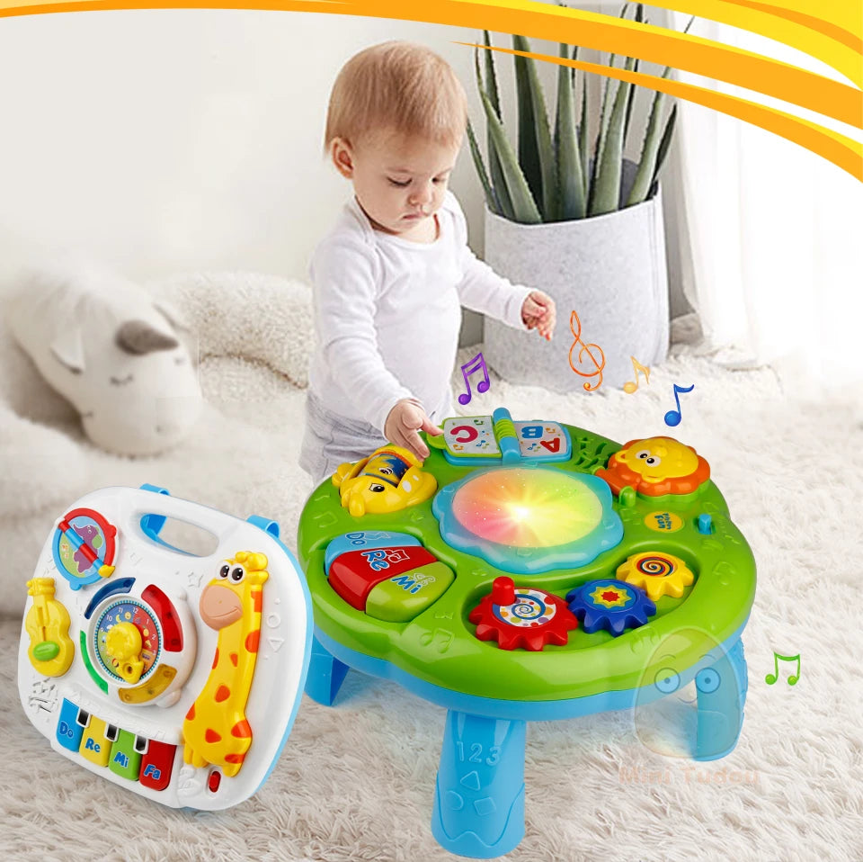 Table musicale jouets pour bébé Machine d'apprentissage jouet éducatif Table d'apprentissage musical jouet Instrument de musique pour enfant en bas âge 6 mois +