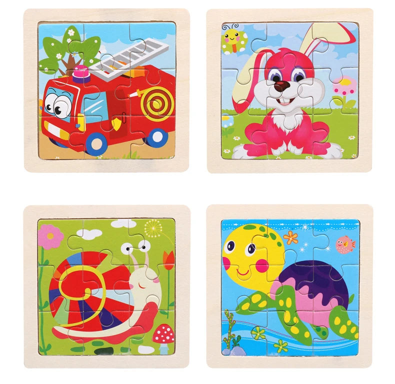 Puzzle en bois de petite taille, jouets Montessori pour bébé, jeu de société 3D, jouets éducatifs, cadeau pour enfants, 9 pièces