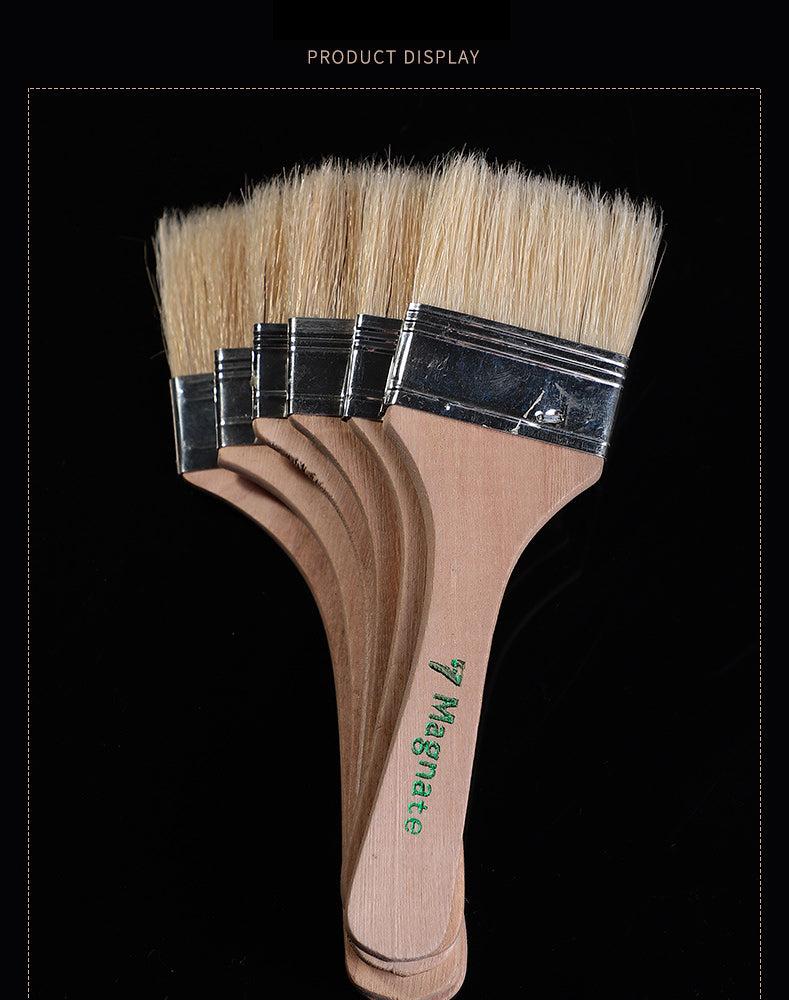 12 pièces/ensemble, pinceau de peinture à l'huile pour aquarelle, brosse d'art en poils de porc, brosse de nettoyage en bois facile à nettoyer, brosse à récurer pour barbecue