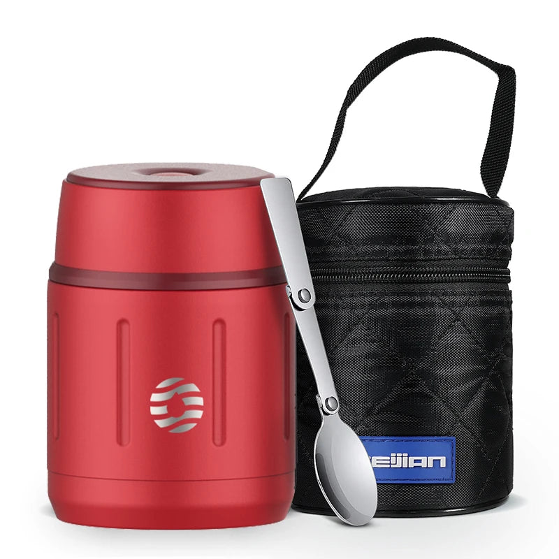 FEIJIAN – Thermos alimentaire 500ml, bocal alimentaire isolé sous vide en acier inoxydable 316 avec cuillère, boîte à déjeuner pour enfants