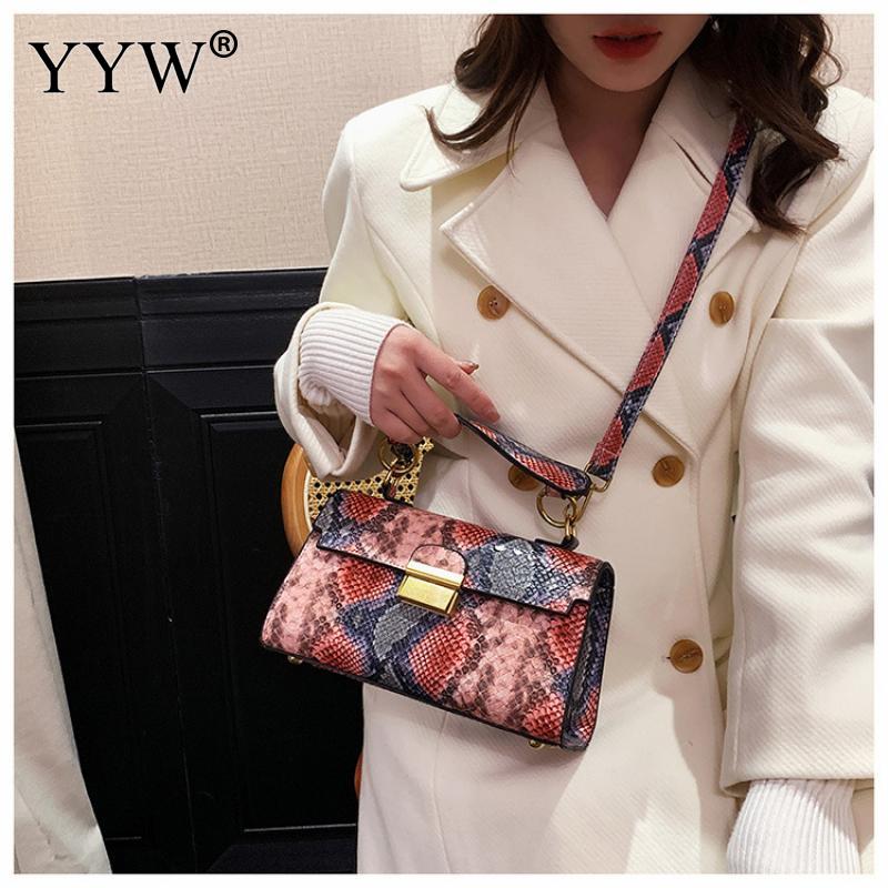 Women's PU leather shoulder bag, snakeskin pattern, square messenger bag, women's tote bag, insider bags, luxury brand, 2023 