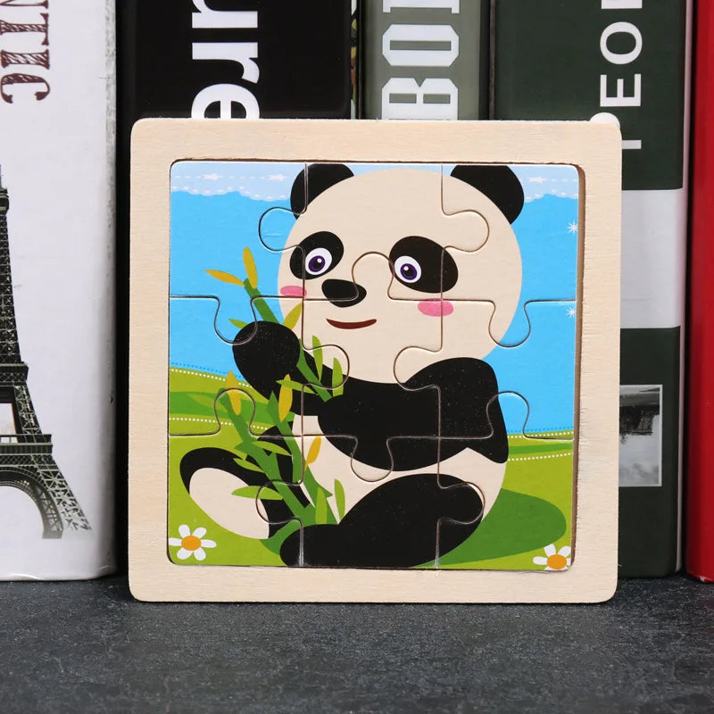 Puzzle en bois de petite taille, jouets Montessori pour bébé, jeu de société 3D, jouets éducatifs, cadeau pour enfants, 9 pièces