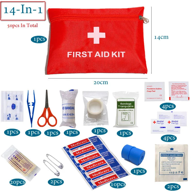Kit d'urgence de voyage pour camping en plein air, pour la pêche, traitement médical familial, sac de premiers secours Portable étanche, étui pour Kits d'urgence