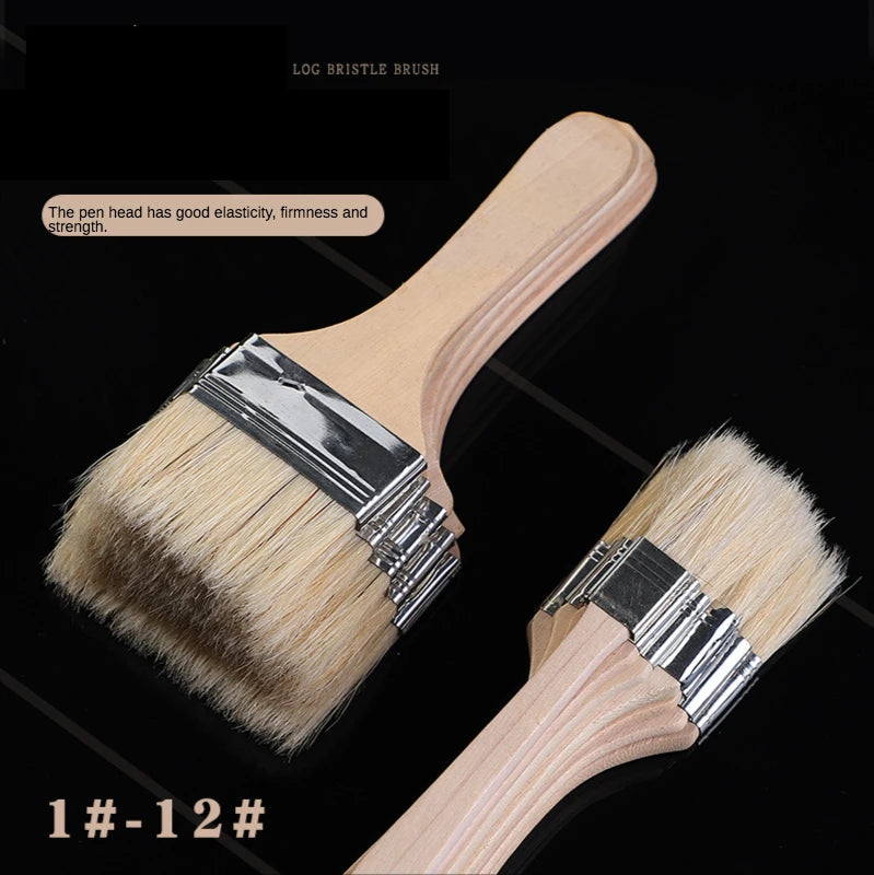 12 pièces/ensemble, pinceau de peinture à l'huile pour aquarelle, brosse d'art en poils de porc, brosse de nettoyage en bois facile à nettoyer, brosse à récurer pour barbecue