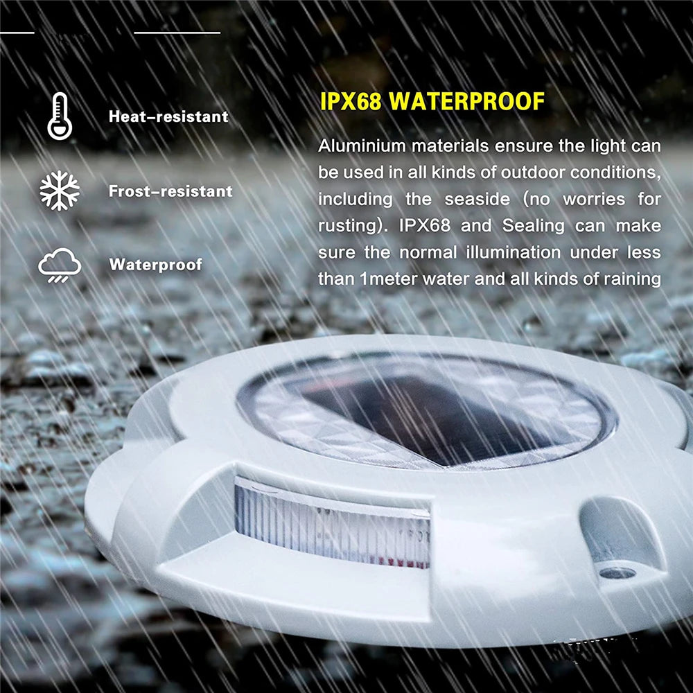 Outdoor LED solar light, waterproof, decorative outdoor lighting, ideal for a garden, stairs, patio, driveway, courtyard, dock or road, solar stud