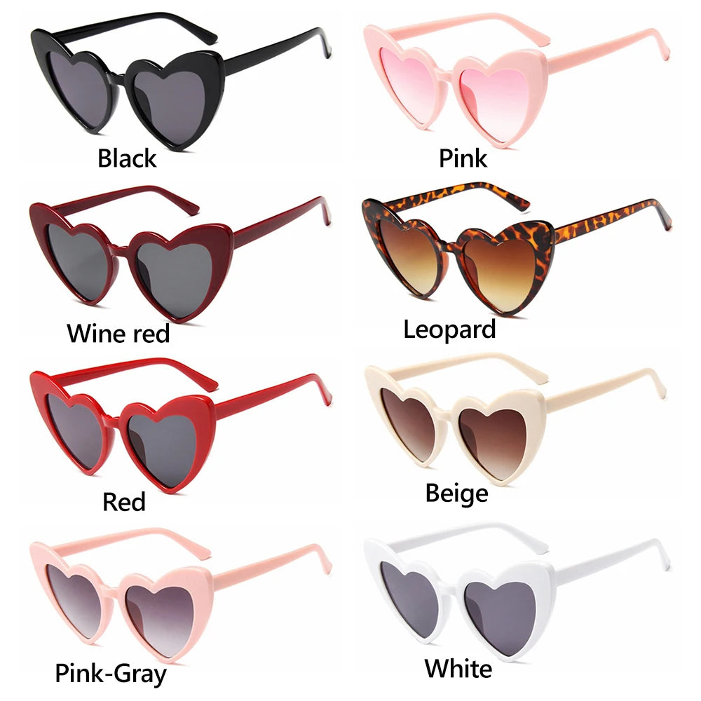 Lana del rey-Lunettes de soleil en forme de cœur pour femmes, lunettes de soleil rétro, lunettes de protection UV400, grand cadre, effet d'amour, luxe, 1PC