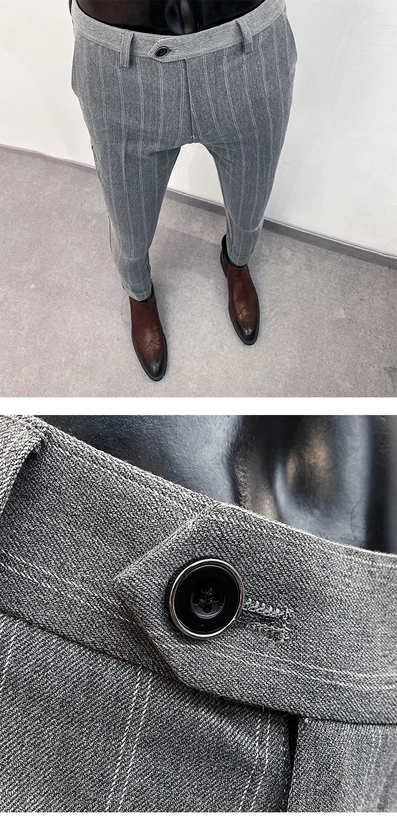 Men's Suit Formal Trousers, Men's Stretch Slim Fit Solid Color Casual Outfit Full Length Trousers, Fashion New Men's Clothing