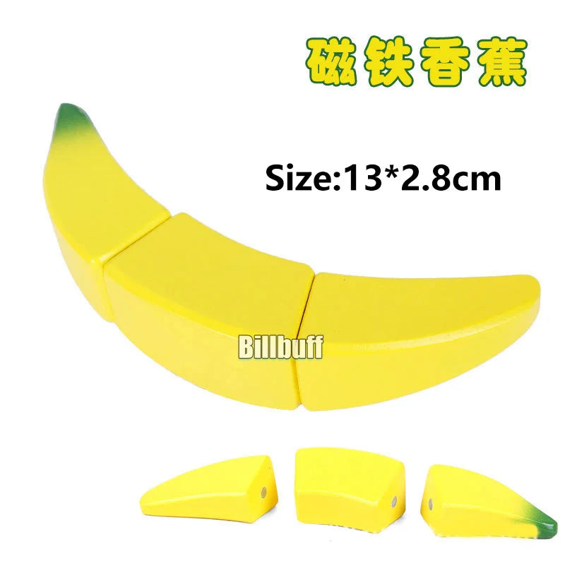 Jouet de Simulation 3D en bois Montessori, coupe magnétique de fruits, banane, citrons, modèle de cuisine, jouets éducatifs précoces, cadeau pour enfants