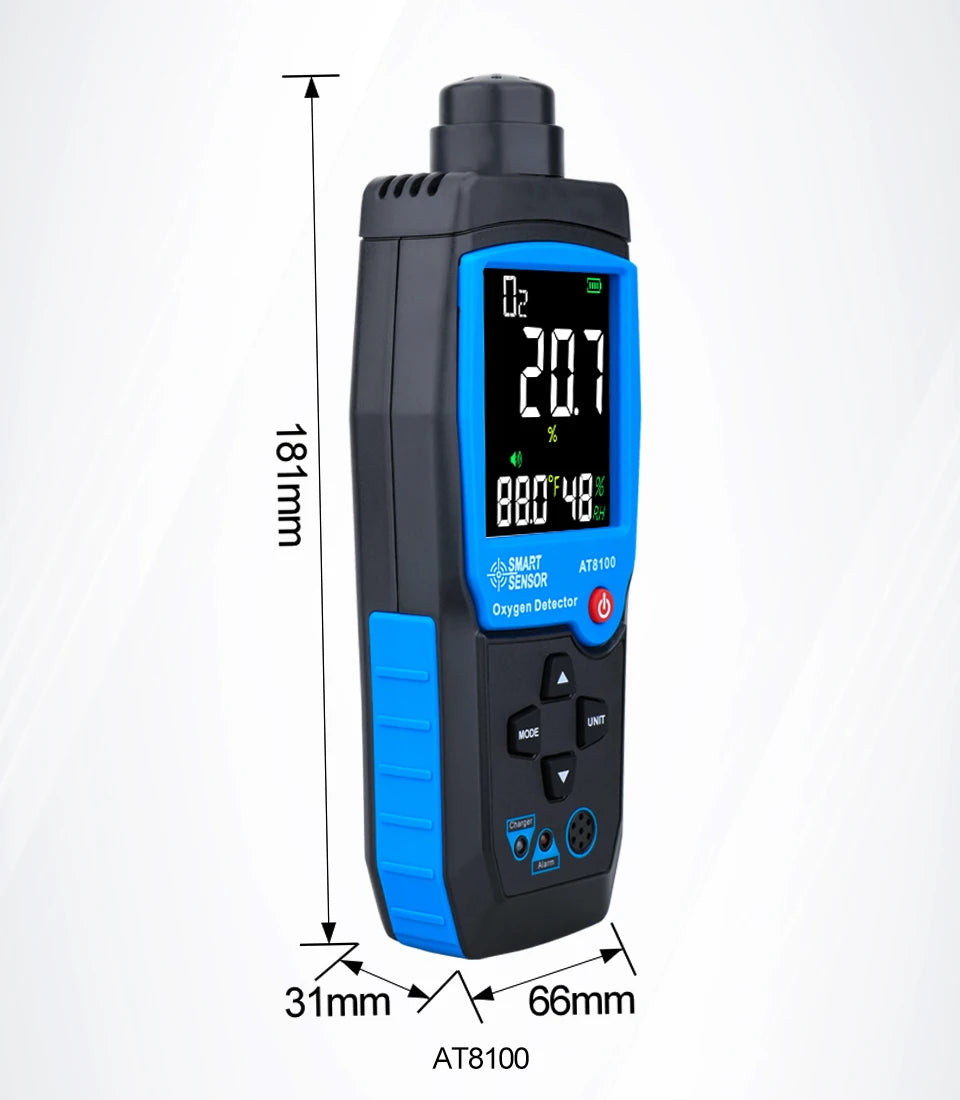 Capteur Intelligent Numérique d'Oxygène, Détecteur de Gaz, Alarme Sonore et Lumineuse, Moniteur de Qualité de l'Air avec Écran LCD de Température