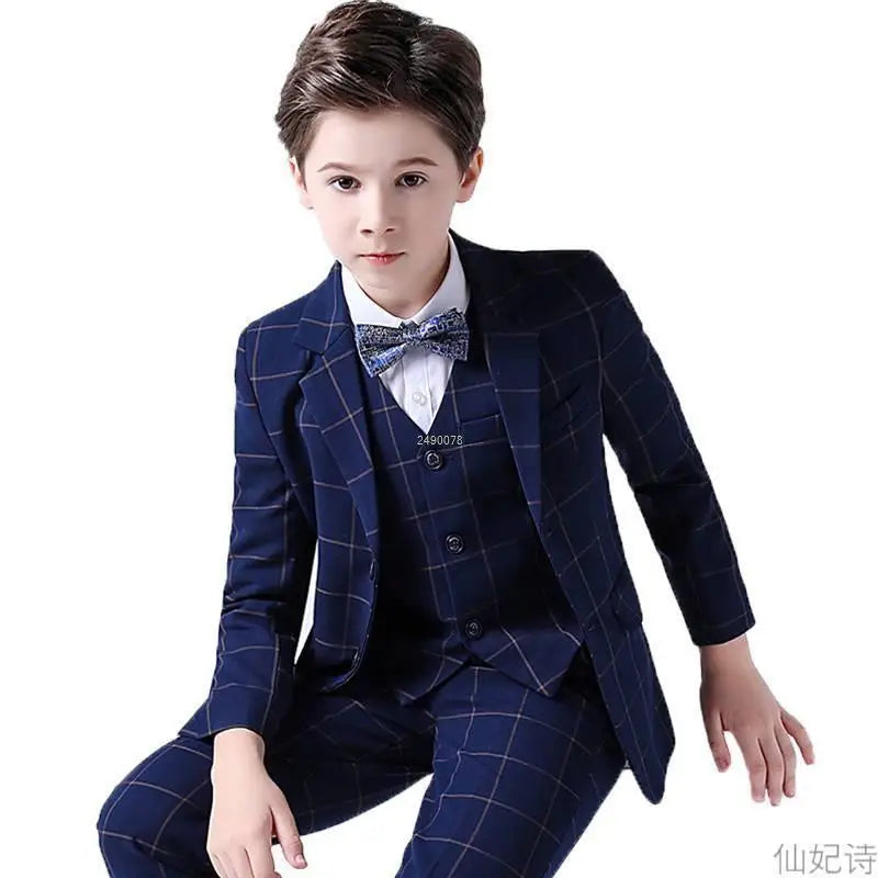 Costume de mariage formel pour garçons, Blazer de smoking pour fête de bal pour enfants, Costume de spectacle Pinao pour la journée des enfants, uniforme scolaire 2-14T