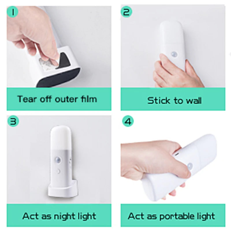 Veilleuse d'intérieur avec détecteur de mouvement, lumière LED à intensité variable rechargeable par USB, lampe de nuit portable activée par le mouvement pour chambre d'enfant