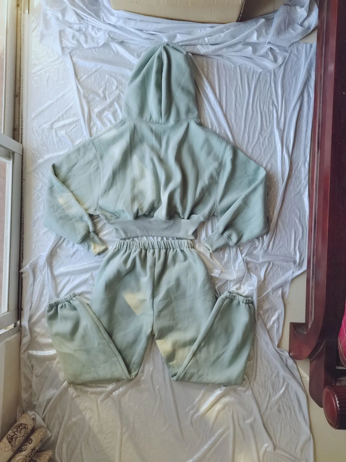 Sweat à capuche Smile avec pantalon de jogging pour femme, ensemble 2 pièces, tenue de sport décontractée, survêtement monochrome, imbibé de sueur, vente en gros, automne et hiver