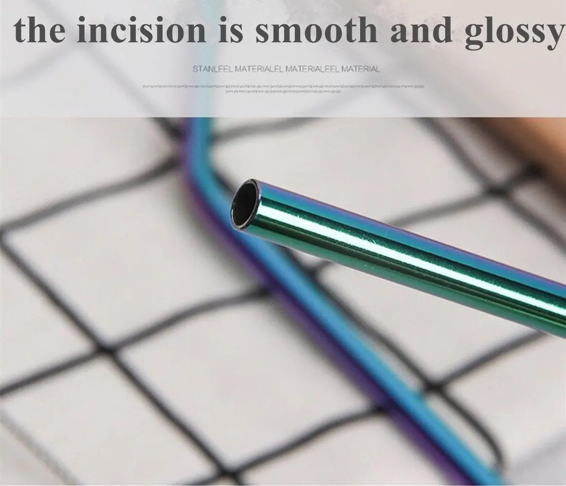 Pailles métalliques réutilisables, 10 pièces, ensemble de pailles en acier inoxydable 304 avec barre de brosse, paille à Cocktail pour verres, verres