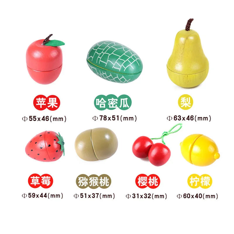 Jouet de Simulation 3D en bois Montessori, coupe magnétique de fruits, banane, citrons, modèle de cuisine, jouets éducatifs précoces, cadeau pour enfants
