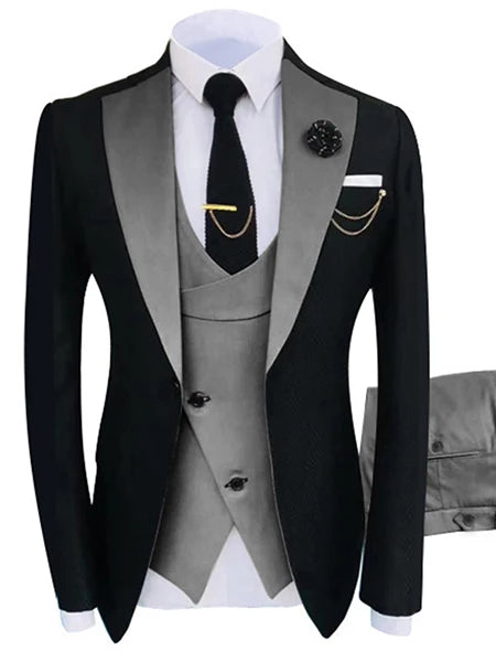 New Men's Suit Popular Luxury Clothing Party Stage Men's Suit Groomsmen Regular Fit Tuxedo 3 Piece Set Jacket + Pants + Vest