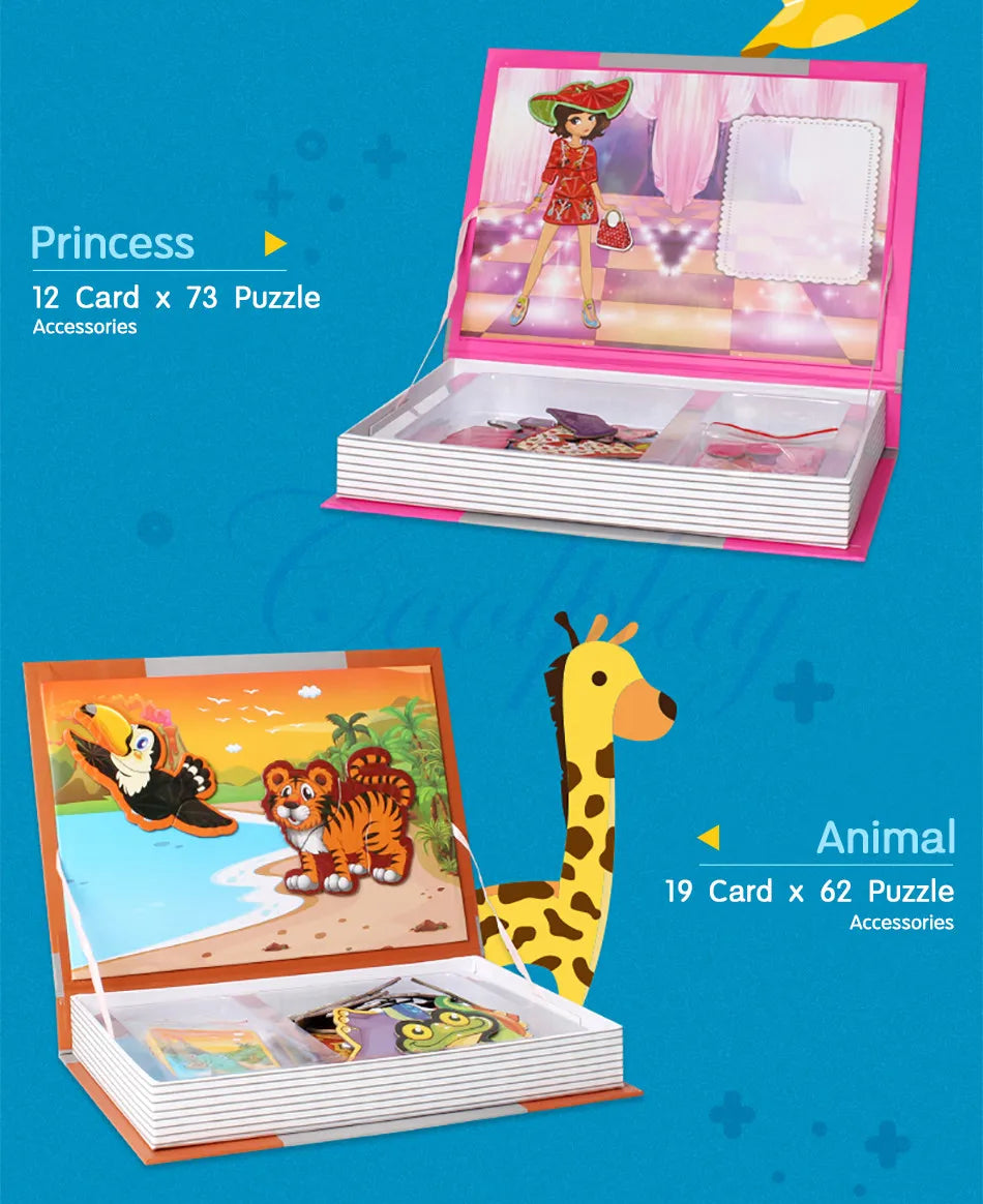 Livre de Puzzle magnétique pour enfants, jouets intelligents 3D, jeux d'entraînement cérébral, jouets éducatifs Montessori, cadeaux pour enfants, jouets de noël
