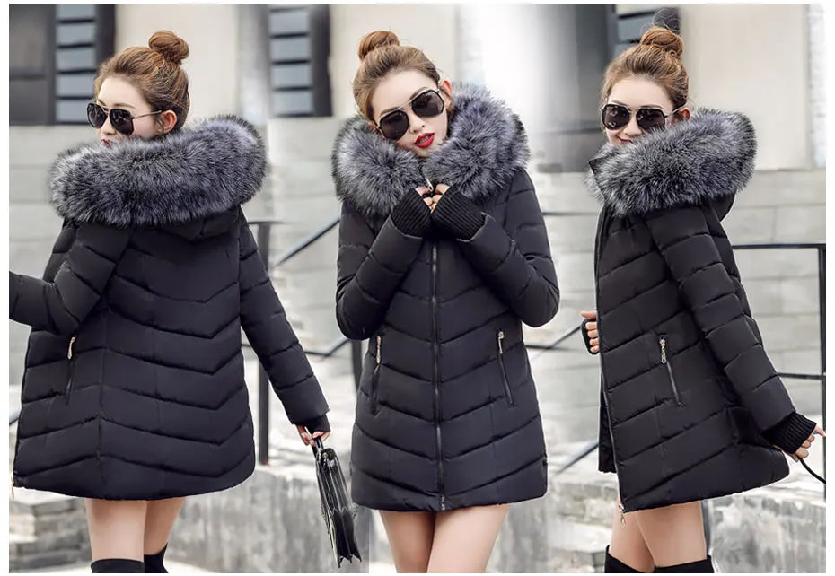 2025 nouveauté mode mince femmes veste d'hiver coton rembourré chaud épaissir dames manteau longs manteaux Parka femmes vestes