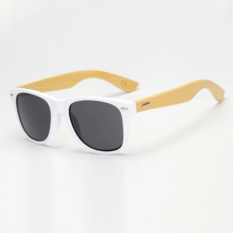 Lunettes de soleil carrées en bois de bambou pour hommes et femmes, design de marque, revêtement miroir, rétro, UV400