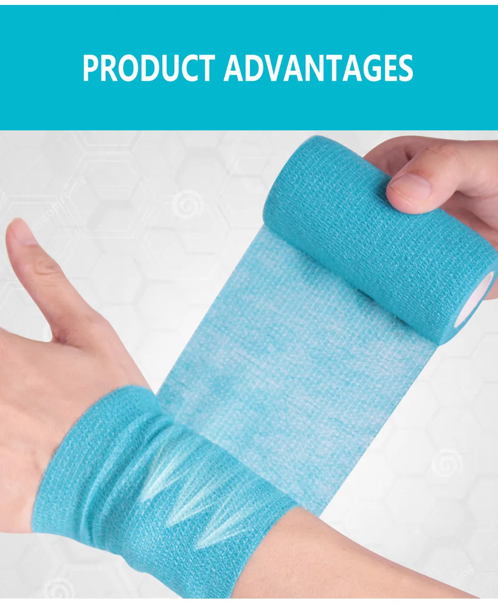 Bandage médical en gaze, 1 rouleau de 2.5/5/10cm x 4.5m, bandes élastiques respirantes auto-adhésives pour le sport, fixation des doigts, des poignets et des jambes