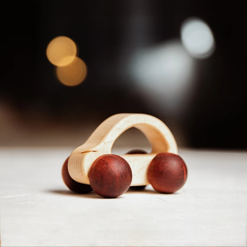 Décennie s de voiture en bois de hêtre pour bébé, jouets de dessin animé, Van dos Montessori, jouets de dentition pour enfants, cadeau d'anniversaire pour nouveau-né