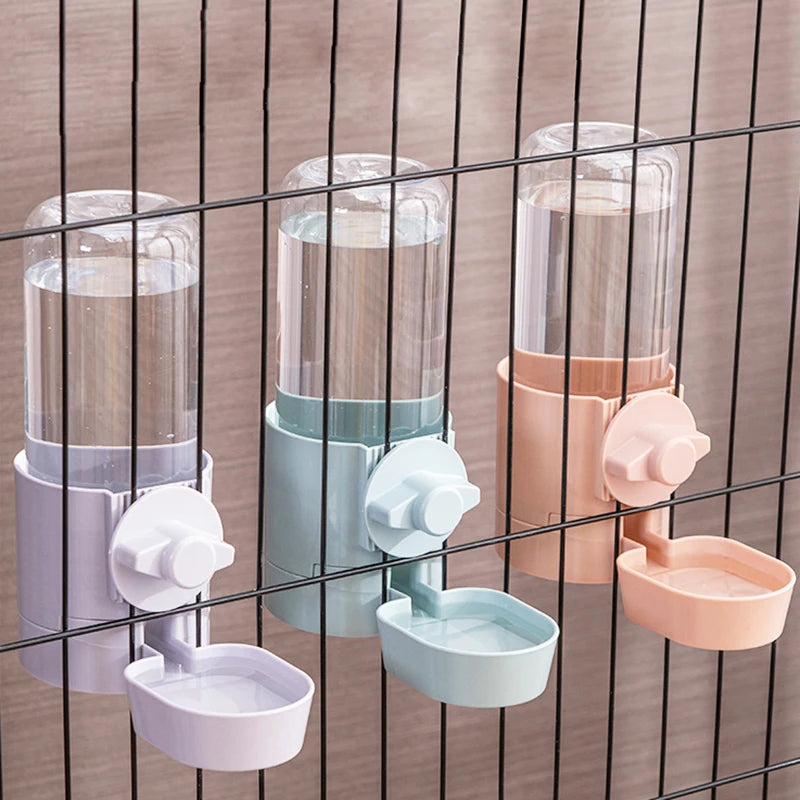 Automatic pet feeder, hanging cage, bowl, water bottle, food container, dispenser for puppies, cats, rabbits, birds, pet food product