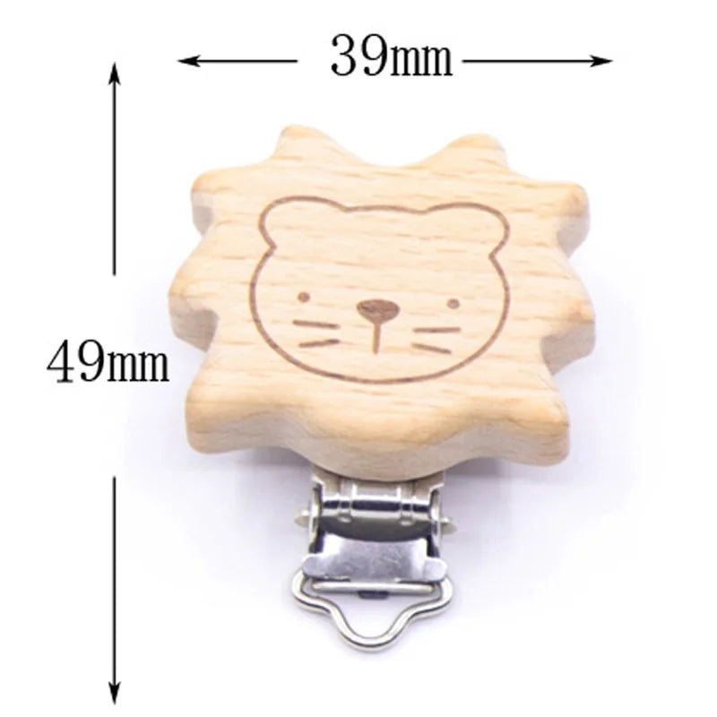 5 pièces/ensembles bébé sucette Clips sans BPA mignon modélisation hêtre attache-sucette bébé bricolage dessin animé Animal bois bûche mamelon chaîne support