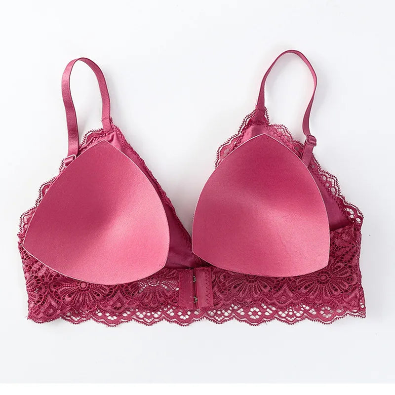 Femmes dentelle florale soutien-gorge culotte ensemble push-up Bralette taille basse slips Sexy ensemble de Lingerie sans fil brassière femme sous-vêtements en dentelle