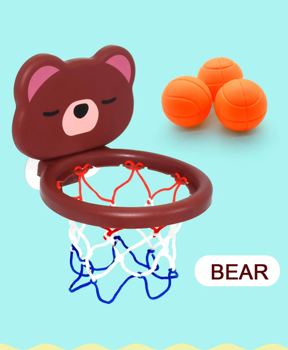 Cadre de basket-ball d'intérieur sur le thème des animaux pour tout-petits, ensemble de jouets de bain pour enfants avec 3 balles en plastique, jeu amusant interactif pour bébés Parents et enfants