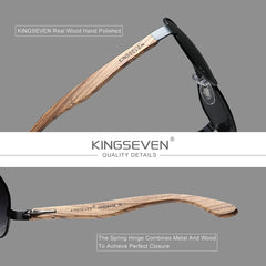 KINGSEVEN-Lunettes de soleil à monture en alliage de bois pour hommes et femmes, lunettes de soleil UV400, lunettes à verres polarisés HD, lunettes de camping, lunettes de pêche, haute qualité