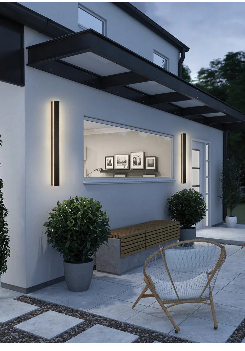 LED étanche longue applique murale ip65 éclairage extérieur jardin maison de campagne balcon lumière mur intérieur chambre salon lumière