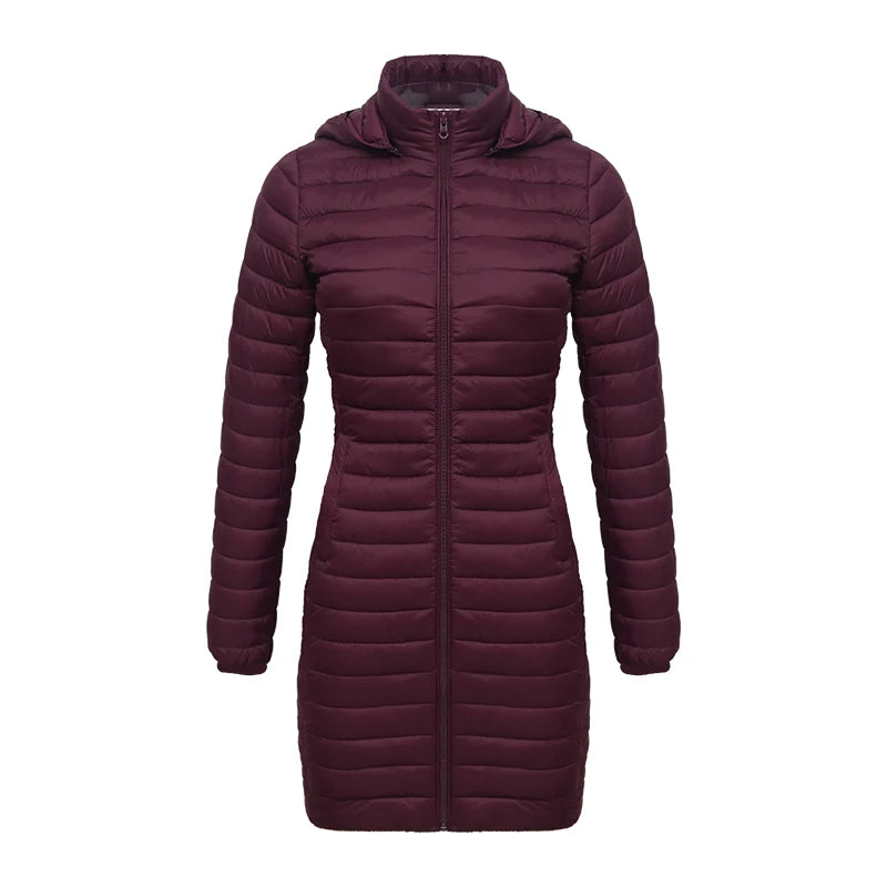 SANTELON hiver femmes ample Long Parka manteau avec capuche amovible femme solide ultraléger Portable chaud rembourré coton vêtements d'extérieur