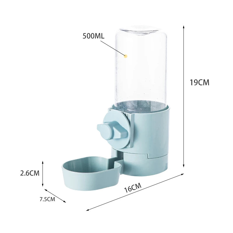 Automatic pet feeder, hanging cage, bowl, water bottle, food container, dispenser for puppies, cats, rabbits, birds, pet food product