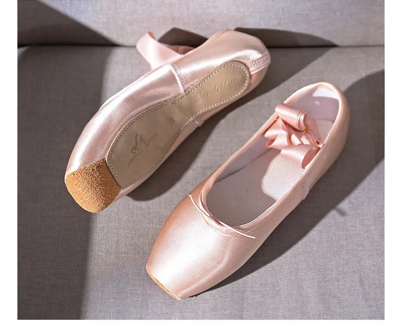 Femmes chaussures de danse de Ballet enfant et adulte chaussures de Pointe de Ballet professionnel avec rubans chaussures femme Zapatos Mujer baskets filles