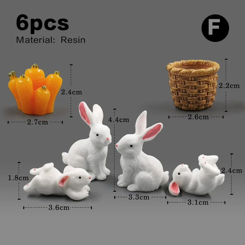 Figurine de pâques de noël, lapin blanc, carotte, bricolage, décor de chambre Kawaii, accessoires de décoration de jardin féerique miniatures modernes