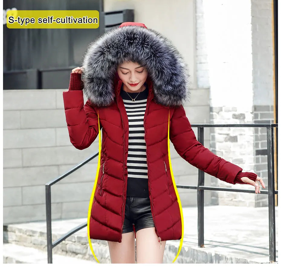 2025 nouveauté mode mince femmes veste d'hiver coton rembourré chaud épaissir dames manteau longs manteaux Parka femmes vestes