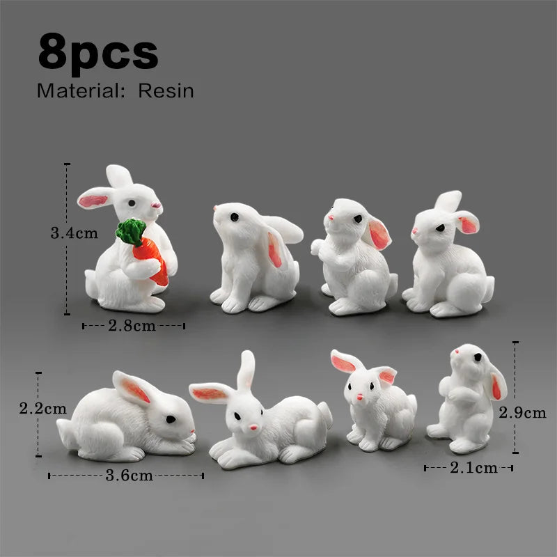 Figurine de pâques de noël, lapin blanc, carotte, bricolage, décor de chambre Kawaii, accessoires de décoration de jardin féerique miniatures modernes