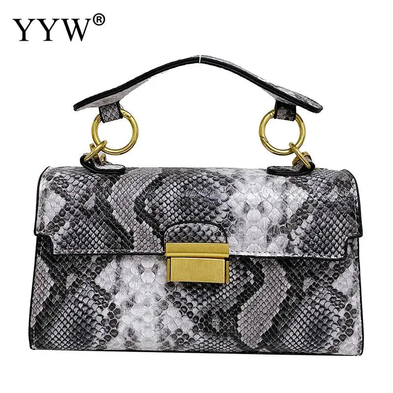 Women's PU leather shoulder bag, snakeskin pattern, square messenger bag, women's tote bag, insider bags, luxury brand, 2023 