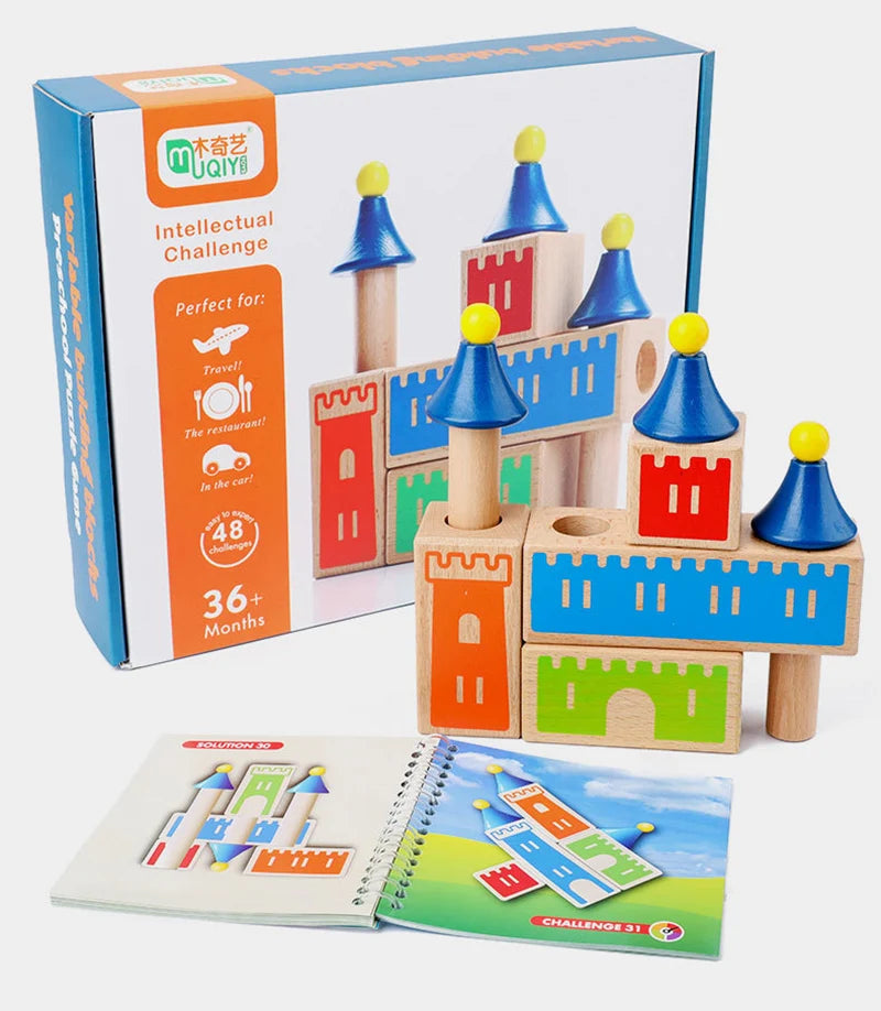 Puzzle en bois Montessori pour enfants, château de rêve changeant de bois, bloc de construction, jeu d'entraînement IQ, cadeau de pensée logique, jouets pour enfants