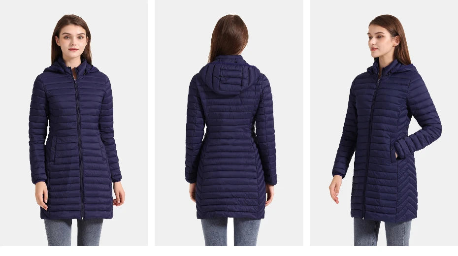 SANTELON hiver femmes ample Long Parka manteau avec capuche amovible femme solide ultraléger Portable chaud rembourré coton vêtements d'extérieur