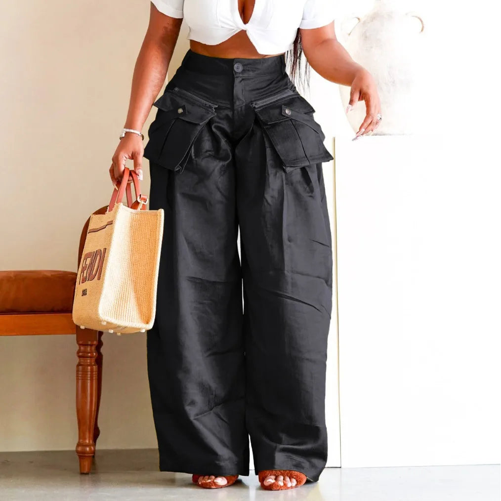 Boutique Wholesale 2024 Autumn New Fashionable Casual Solid Color Wide Leg Women's Pants
