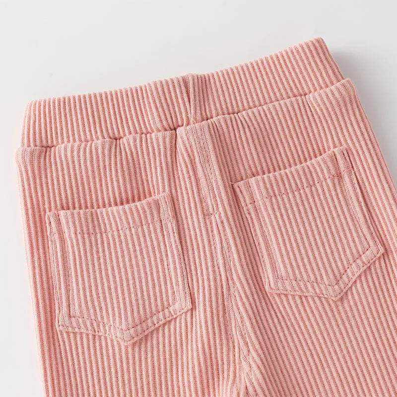 Cotton leggings for baby girls, wide-legged PP pants, spring-autumn fashion, solid-colored long pants for children, new 2024 collection