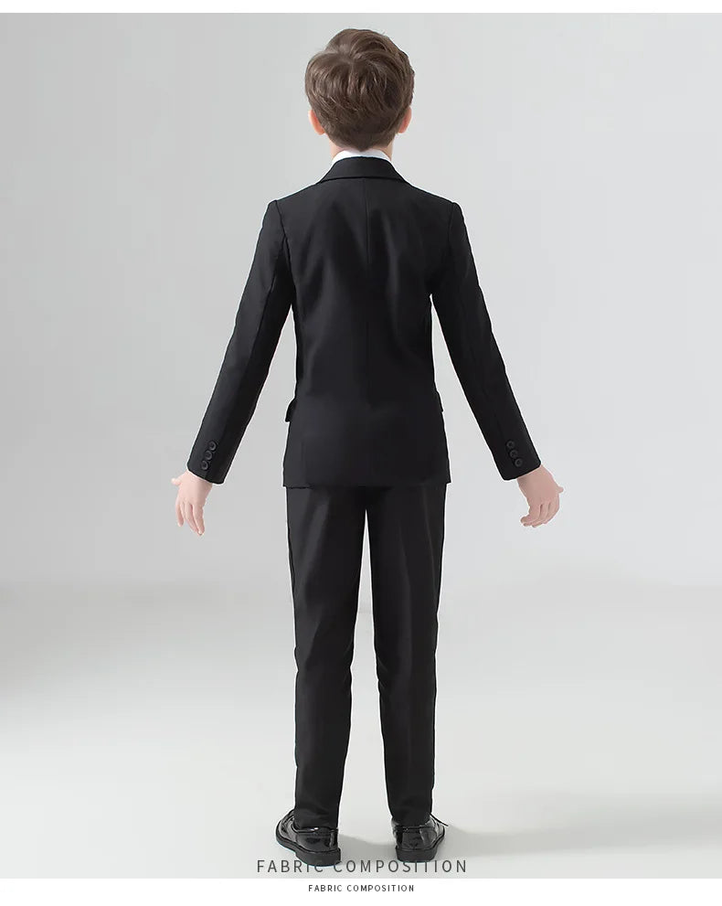 Costume de mariage formel pour garçons, Blazer de smoking pour fête de bal pour enfants, Costume de spectacle Pinao pour la journée des enfants, uniforme scolaire 2-14T